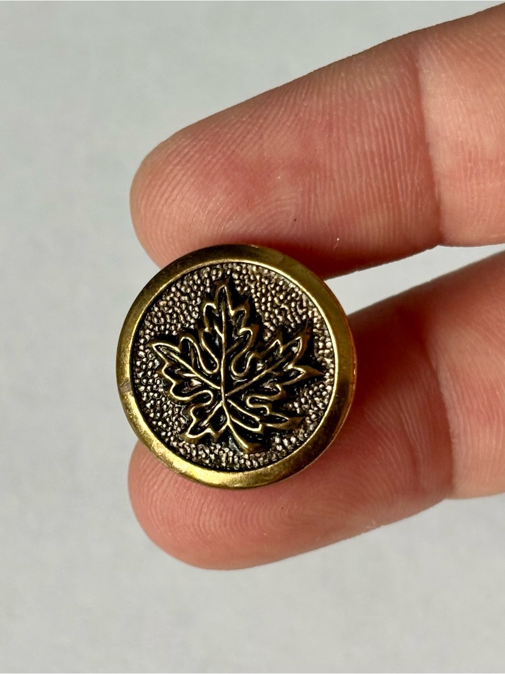 Maple Leaf Uniform Replacement Button Bronze Black Round Military
